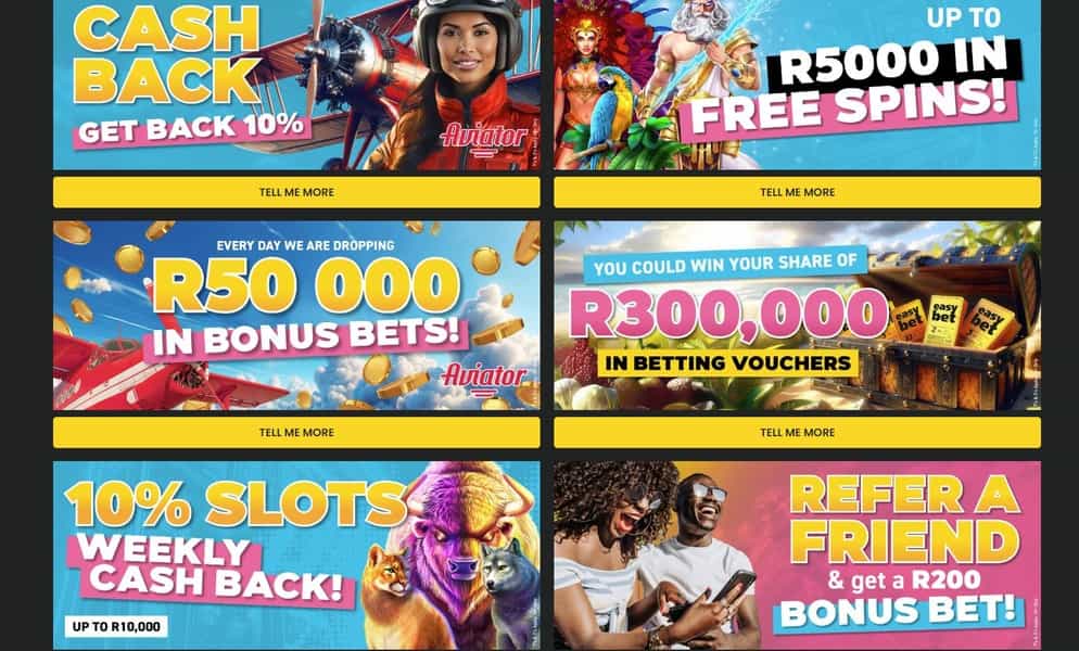 Bonus section on Easybet website