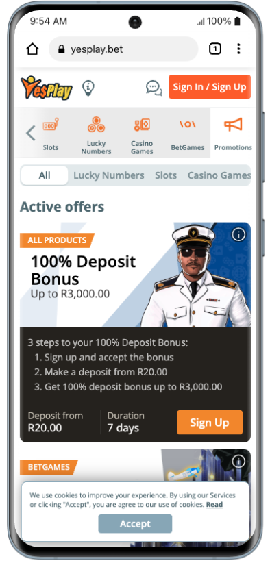 YesPlay Betting Site Welcome Bonus