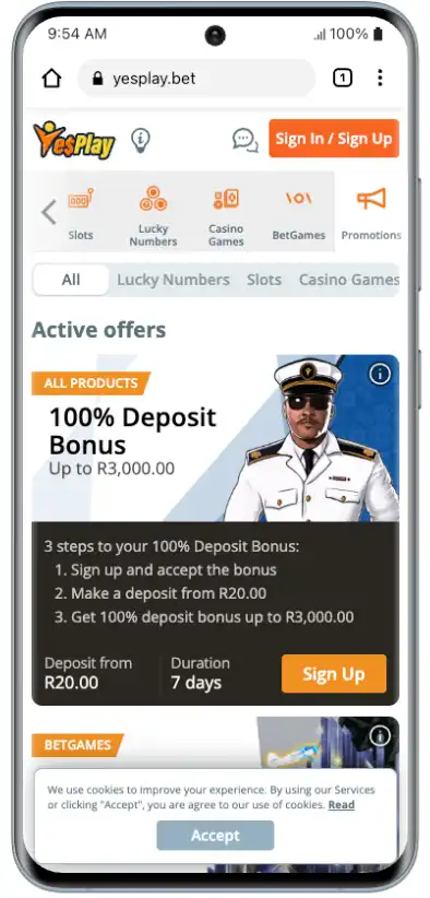 YesPlay Betting Site Welcome Bonus