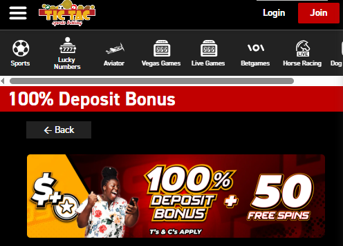 TicTacBets bonus overview