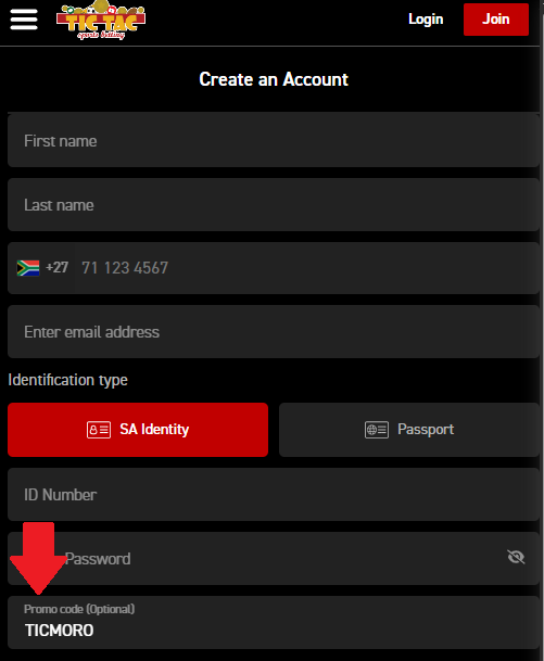 Where to enter the TicTacBets promo code